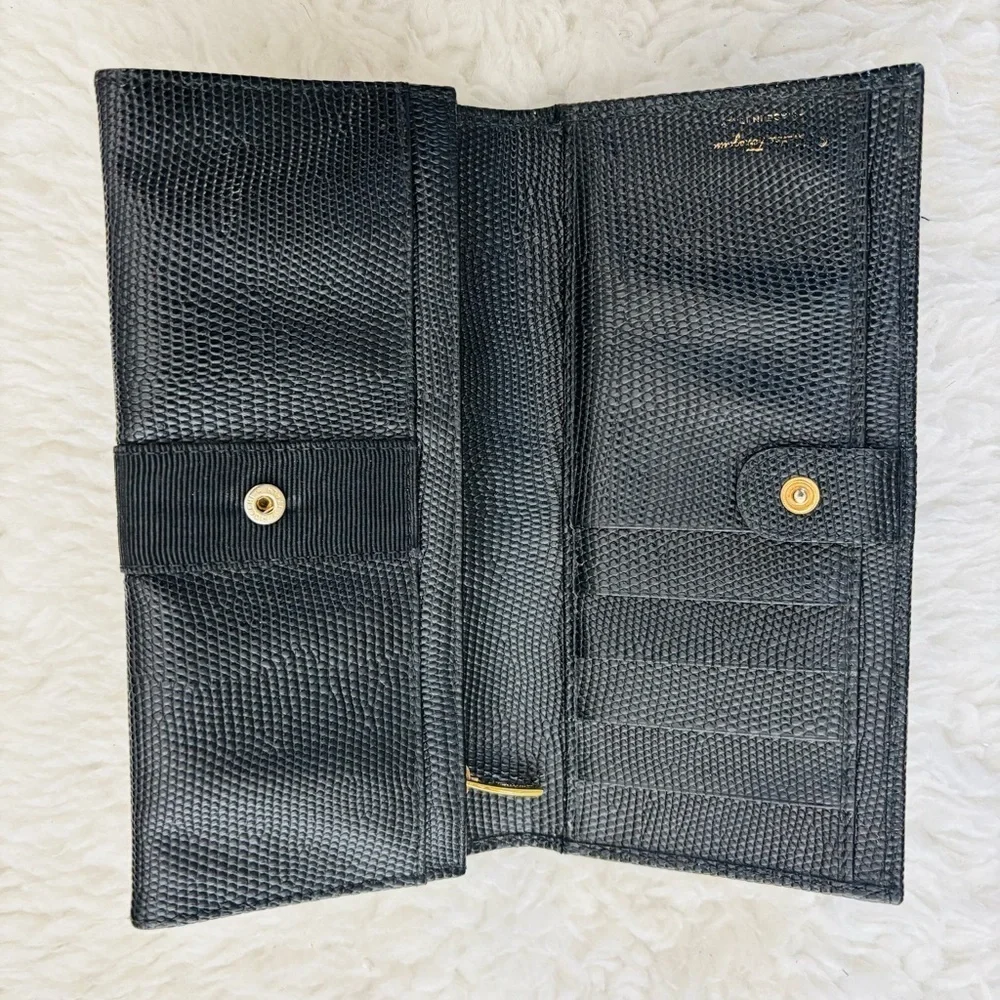 Ferragamo Black Grain Leather Women’s Long Wallet